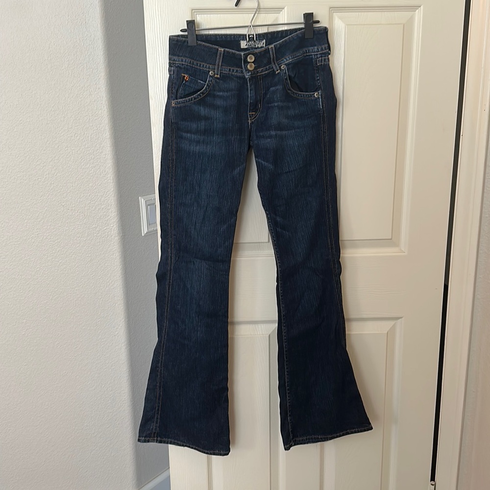 Hudson low rise dark wash wide leg jeans (size 27)
